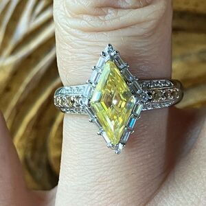 Yellow Moissanite Sterling Silver Ring Size 6
